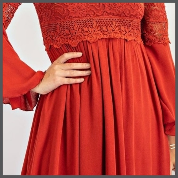 Easel "Sultry Dance" Boho Mini Dress Crochet Lace Fitted Bodice & Slinky Skirt - Picture 10 of 14